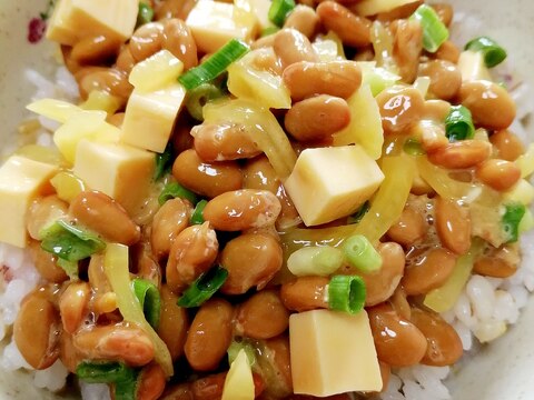 納豆の食べ方-スモークチーズ＆たくあん♪
